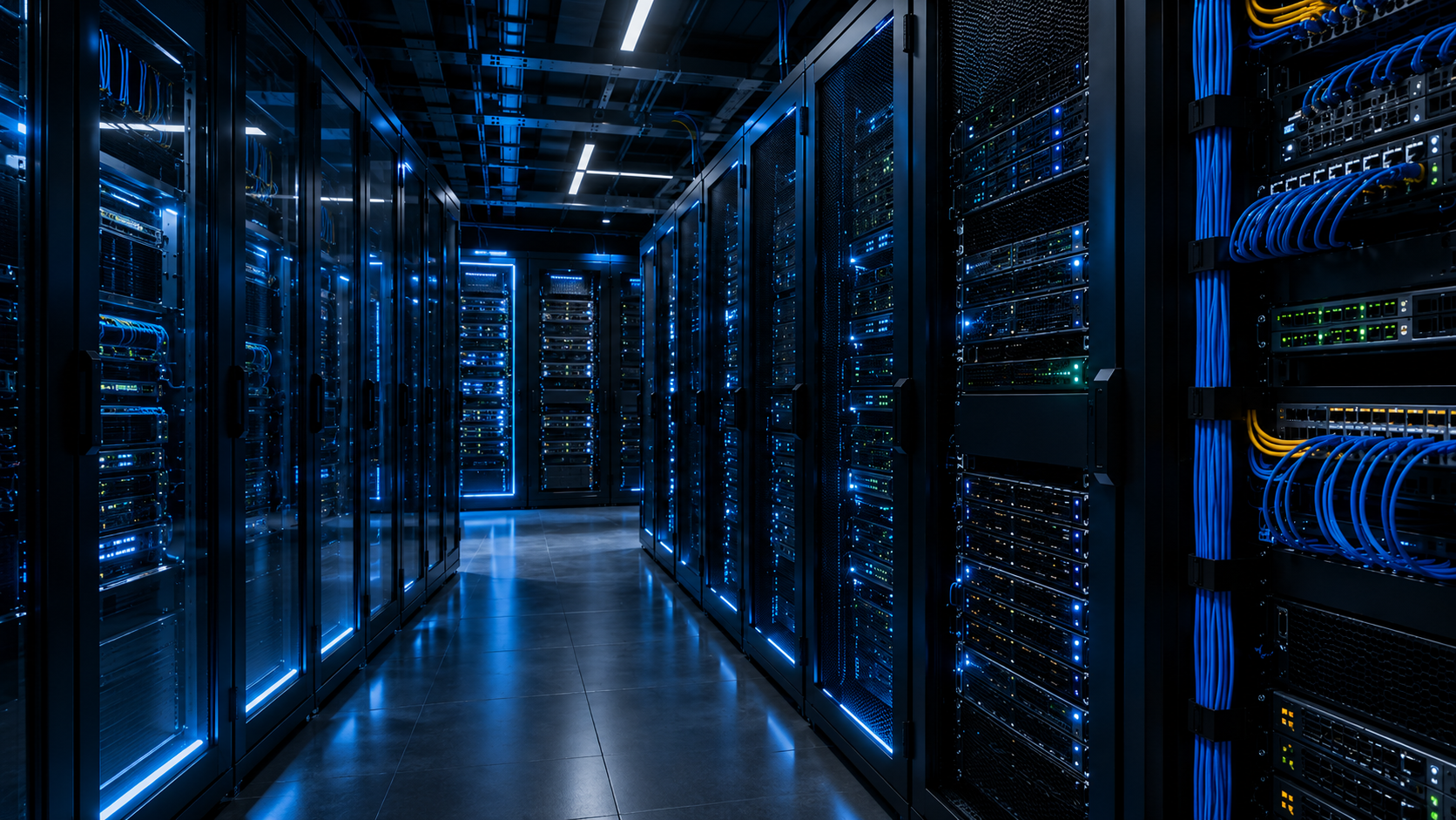 Servers and networking solutions with enterprise server racks, network switches and structured cabling